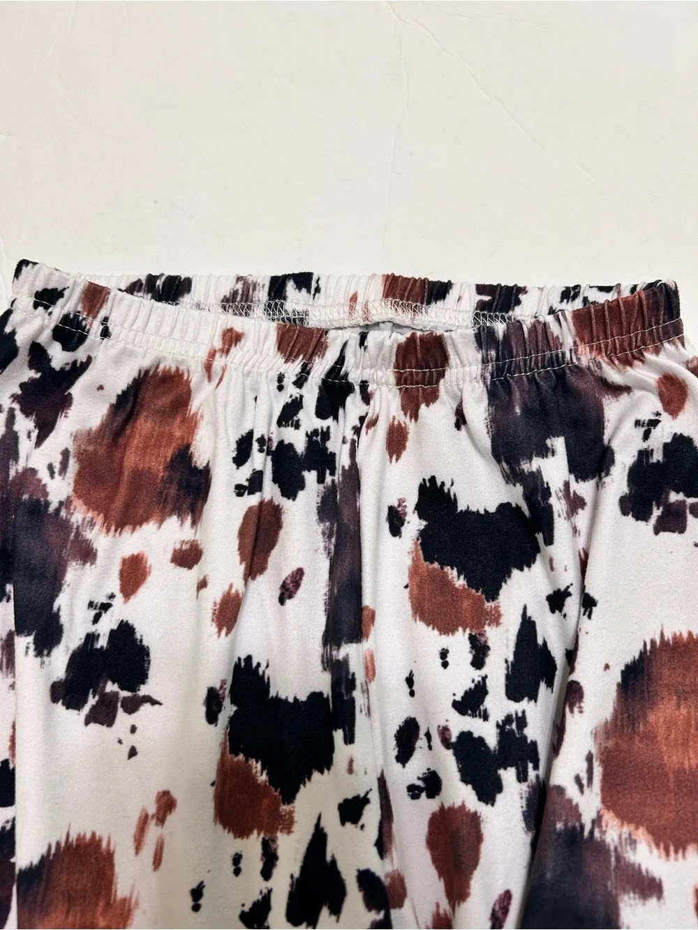 Cow print flare pants girls pants set size 7/8 NWT